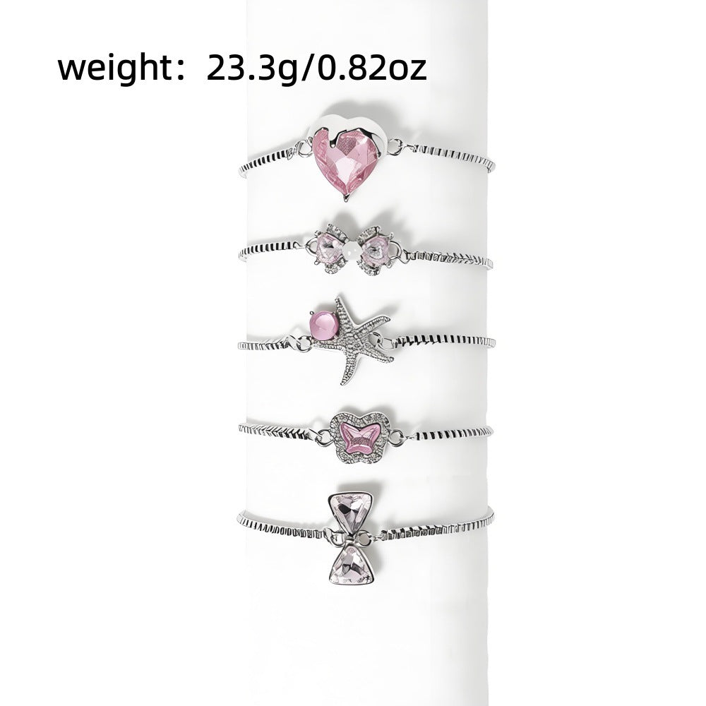 Heart Bow Tie Sweet Girly Style Special Interest Light Luxury Bracelet