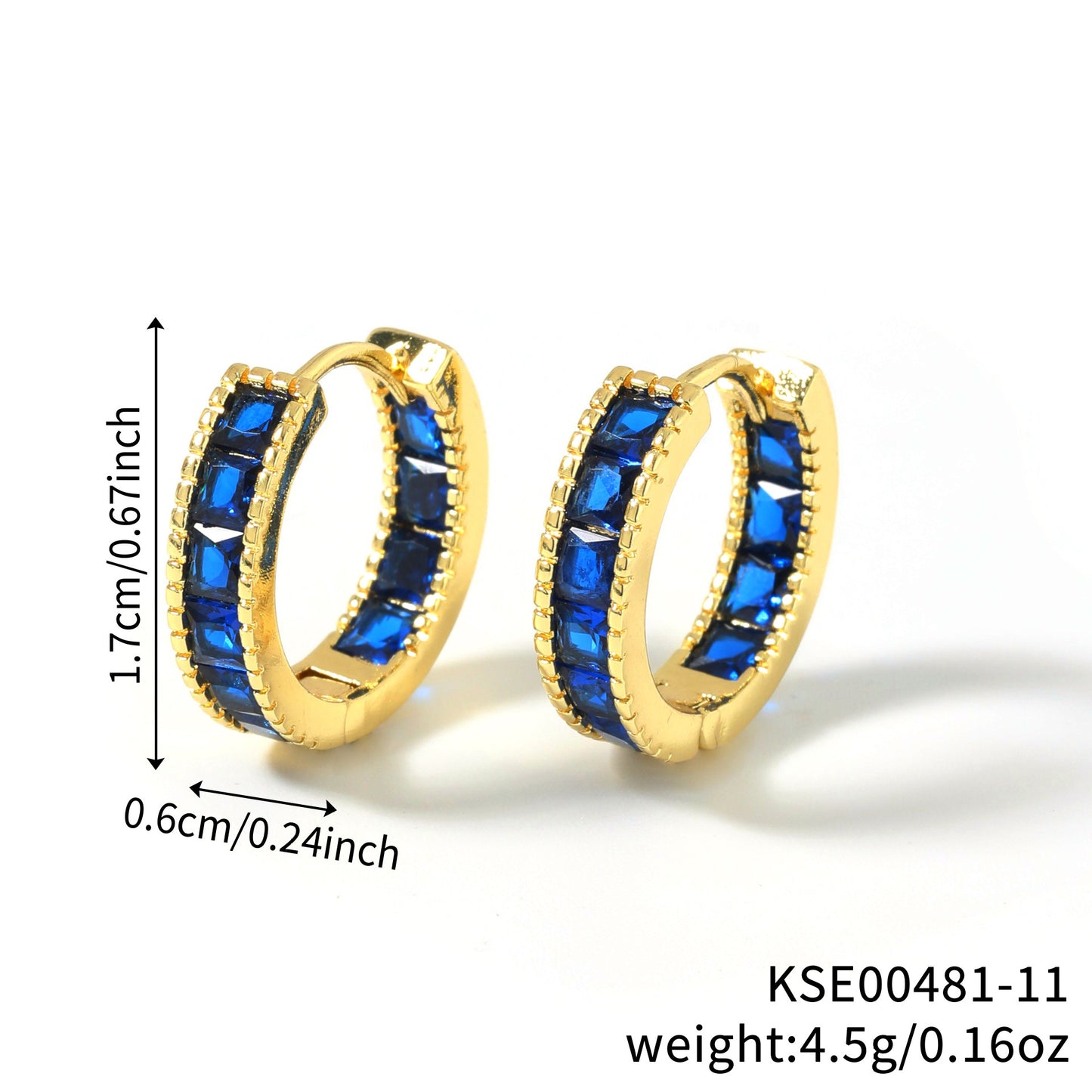 Color Square Zircon Shaped Clip Optional Fashion Full Diamond Ear Buckle