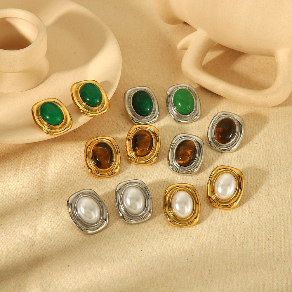 Women's French Style Retro Elegant Titanium Steel Ear Earrings
