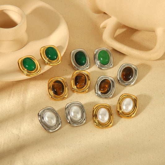 Women's French Style Retro Elegant Titanium Steel Ear Earrings