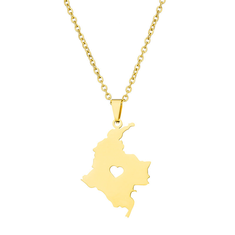 Simple Columbia Glossy Heart Stainless Steel Pendants