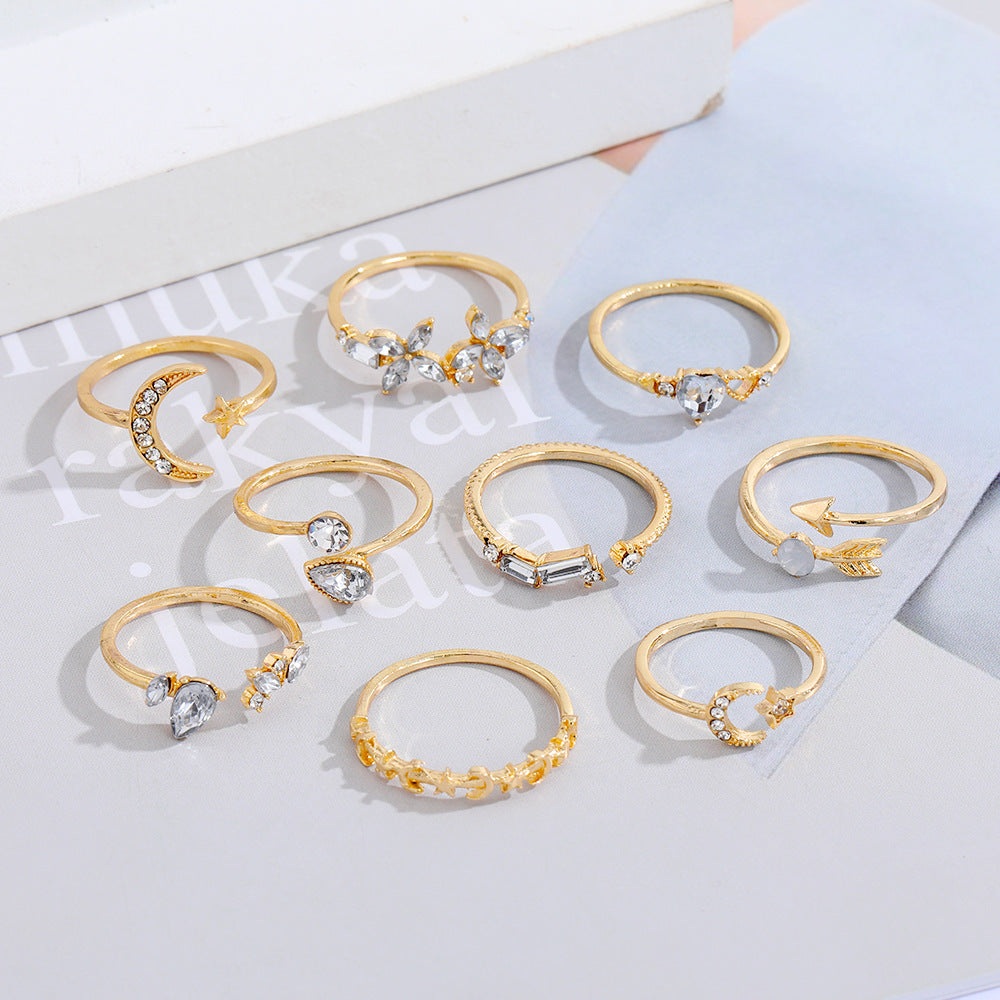 Star Moon Love Leaf Set Female Light Luxury High-grade Rings