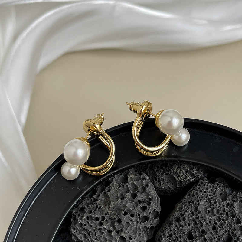 Women's Pearl Sterling Sier Style Geometric Fresh Earrings