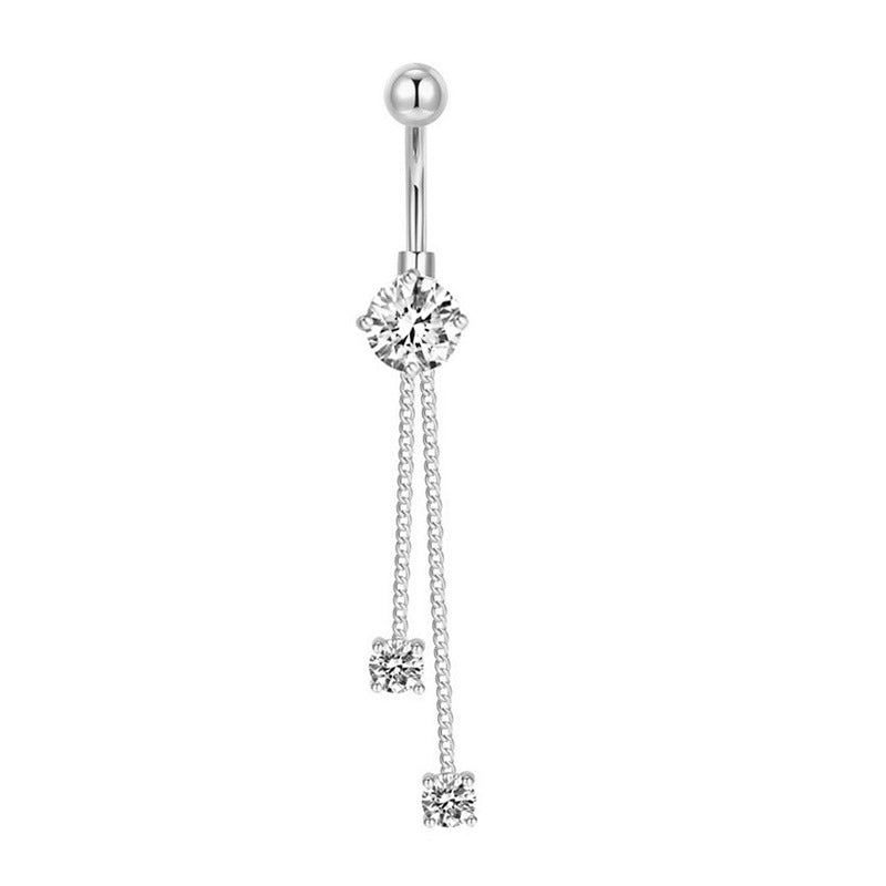 Stainless Steel Navel Combination Butterfly Zircon Decoration Belly Stud Earrings
