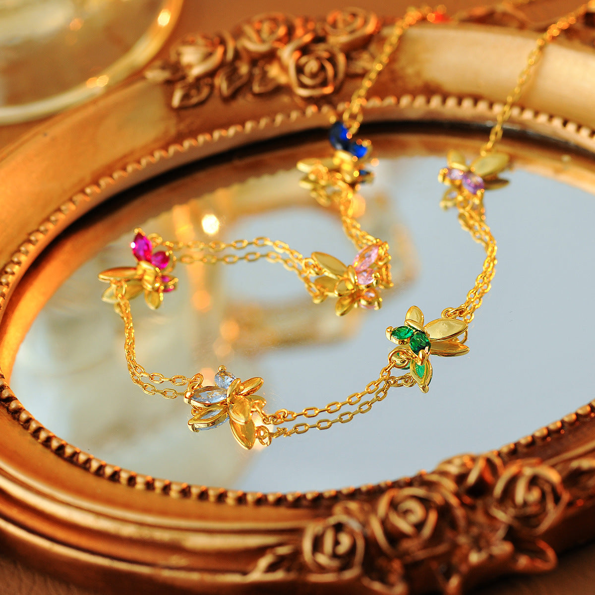Wing Light Luxury Commuter Color Zircon Necklace