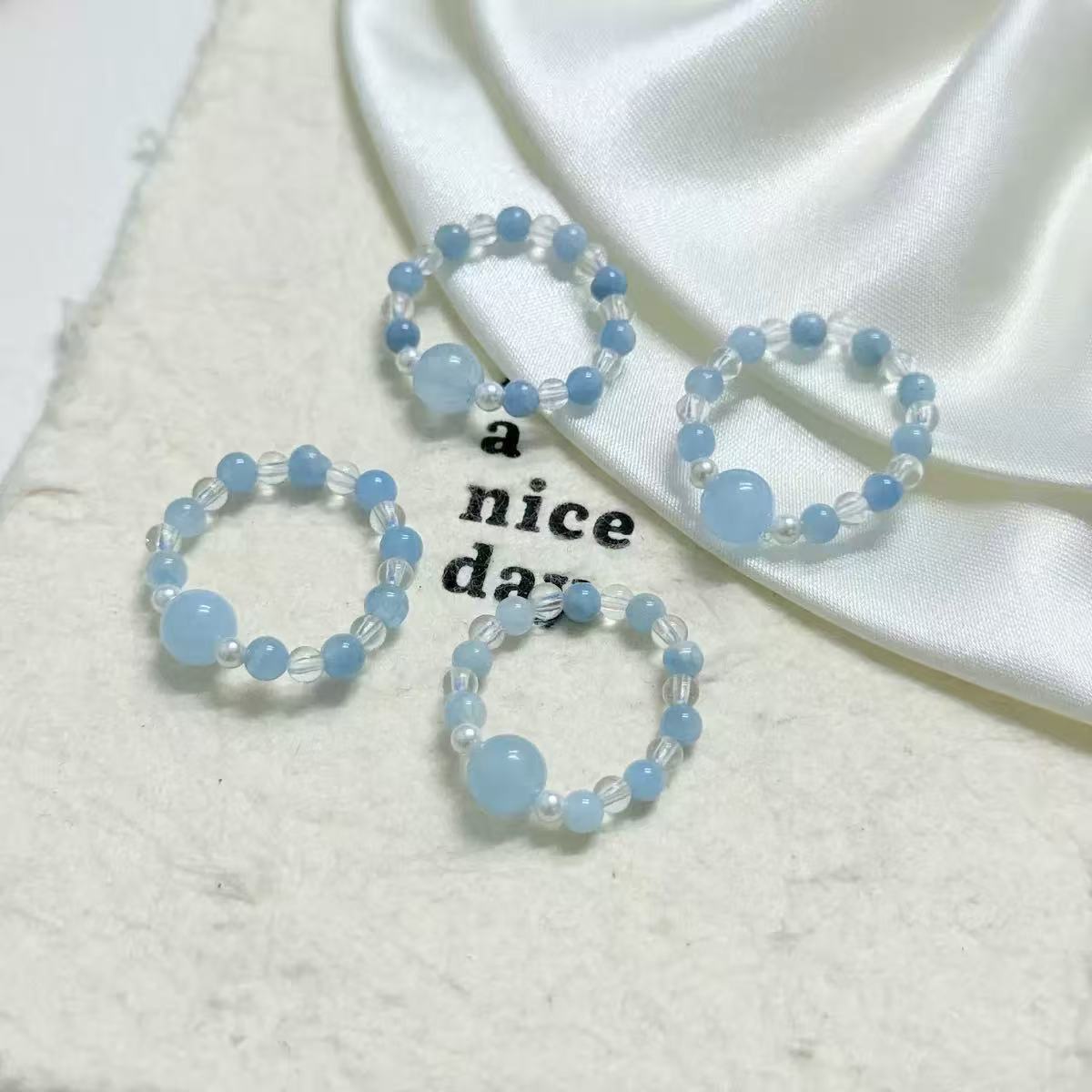 Style Vintage Turquoise Agate Bead Design Light Luxury Pearl Tiger Rings