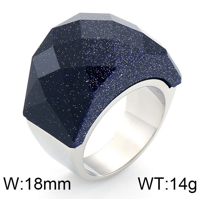 Women's Style Stainless Steel Fashion Crystal Glass Gold Rings