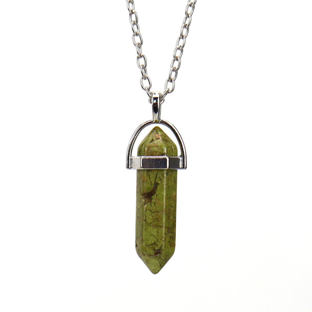 Agate Synthetic Crystal Hexagon Prism Soul Pendants