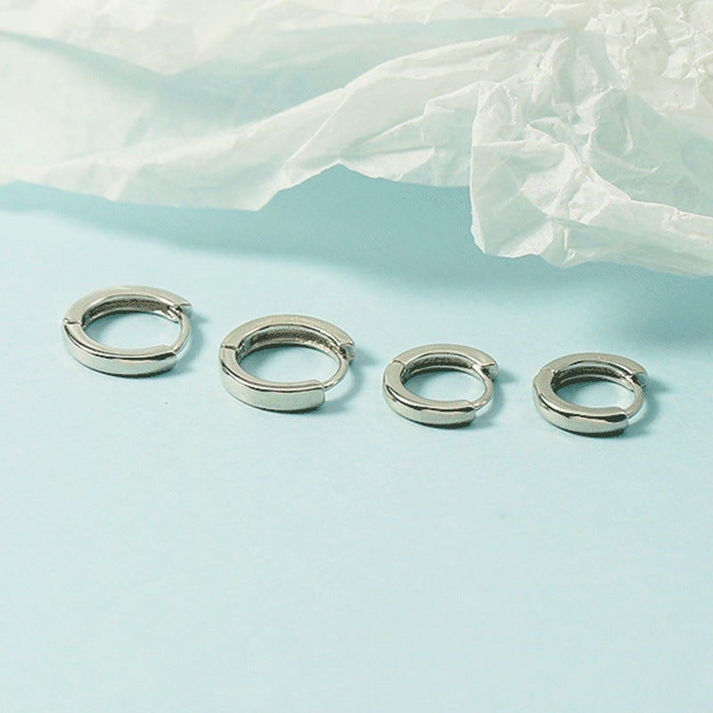 Korean Style Glossy Clip Plain Circle Simple Fashion Female Sleep Earrings