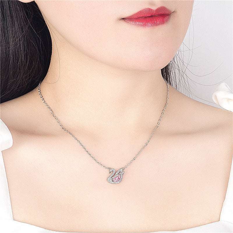 Diamond White Swan Fashion Sweet Elegant Chain Necklace