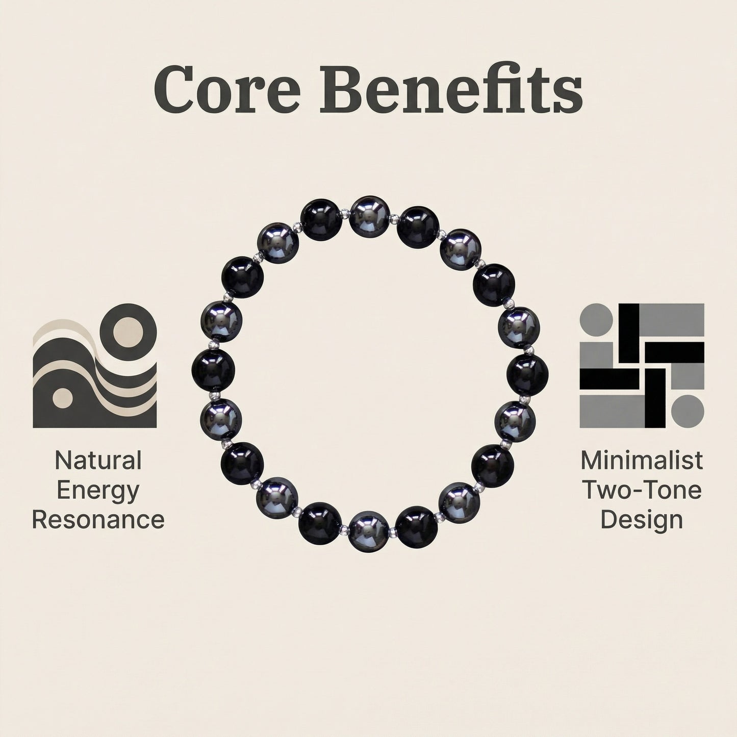 Women's & Men's Haematite Magnetic Therapy Simple Beaded Stretch Brazil Bracelets