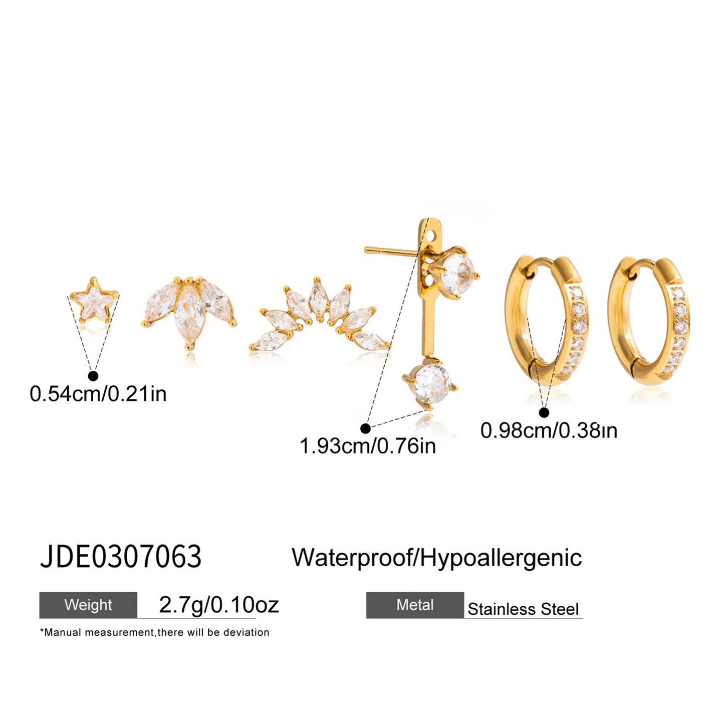 Stainless Steel Zircon Light Luxury High-grade Ear Titanium Rings