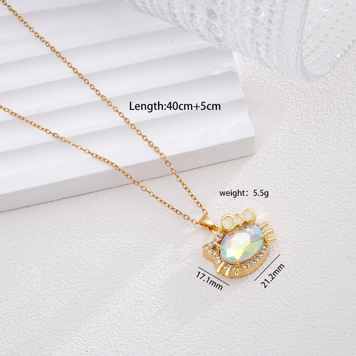 Titanium Steel Female Gold Cat Cartoon Design High-grade Necklaces