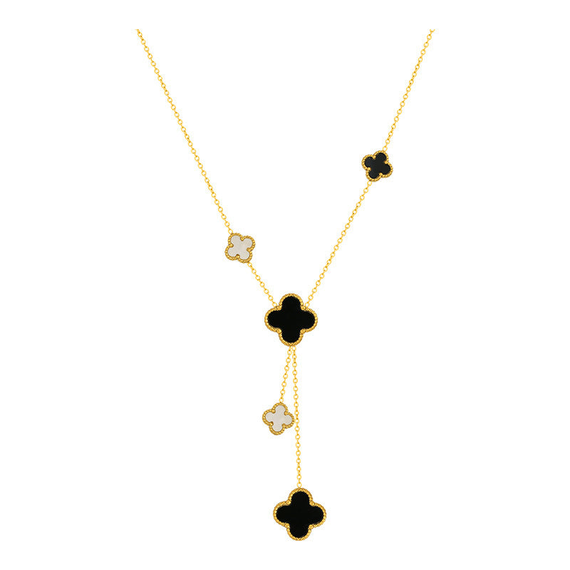 Big Small Balls Two Sides Clover Necklaces