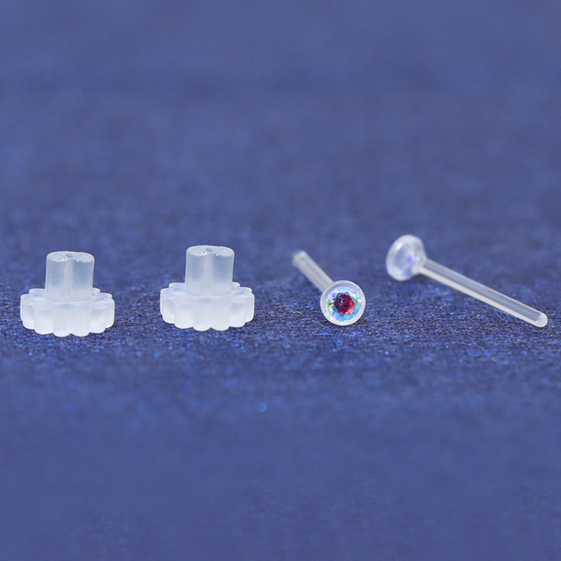 Small Color Zircon Ear Simple Resin Stud Earrings
