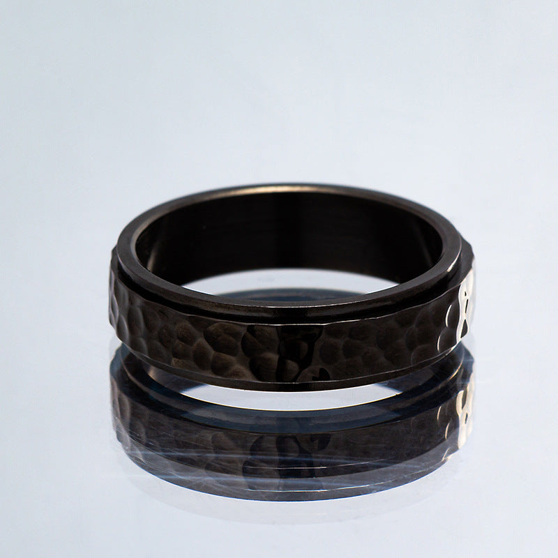 Hand Beating Moon Pit Pattern Irregular Rings