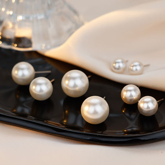 Women's Sterling Sier Pearl Design High-grade Stud Earrings