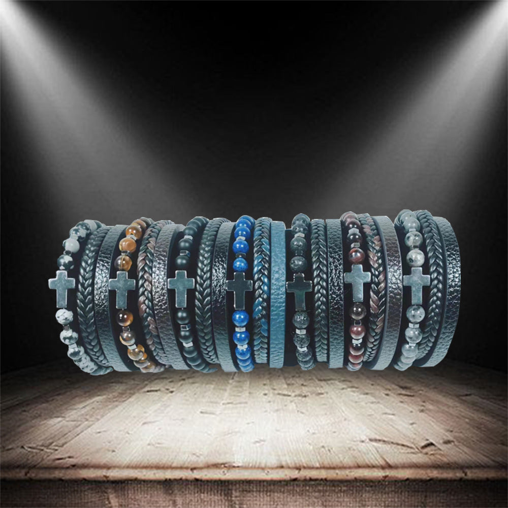 Stone Stainless Steel Obsidian Volcanic Rock Elements Simple Bracelet