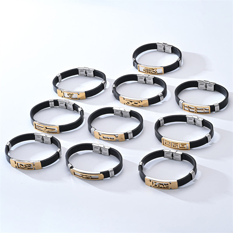 Men's Silicone Retro Personalized Stainless Steel Bracelets