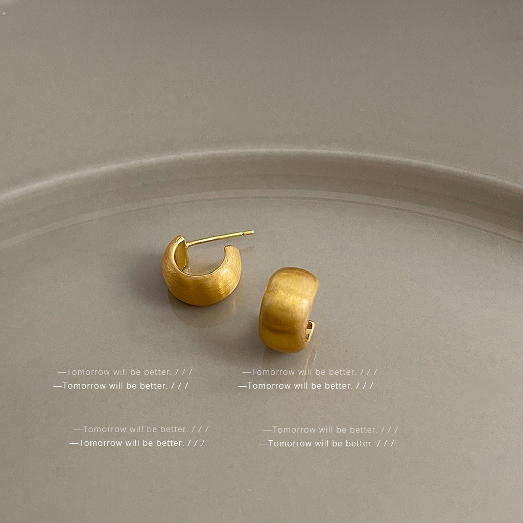 Matte Texture Geometric Female Niche Fashion Earrings