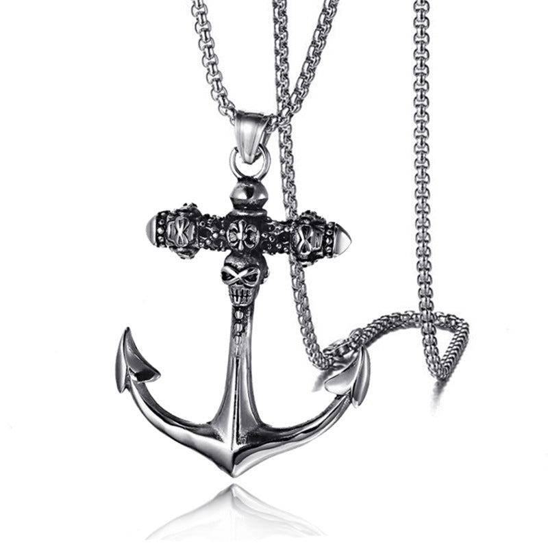 Men's Stainless Steel Hip Hop Cool Cross Trendy Clavicle Necklaces