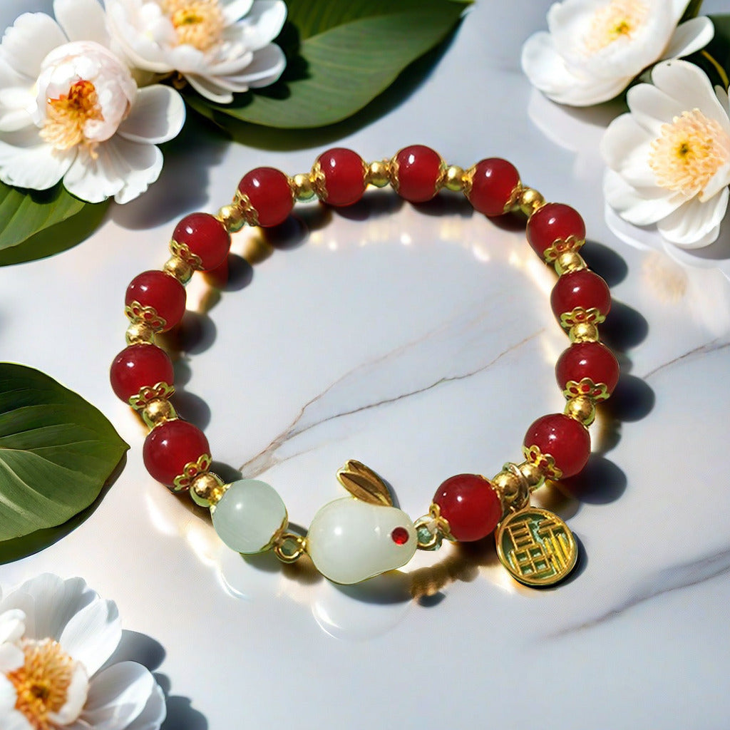 Women's Ancient Chinese Style Jade Hare Fu Bracelets