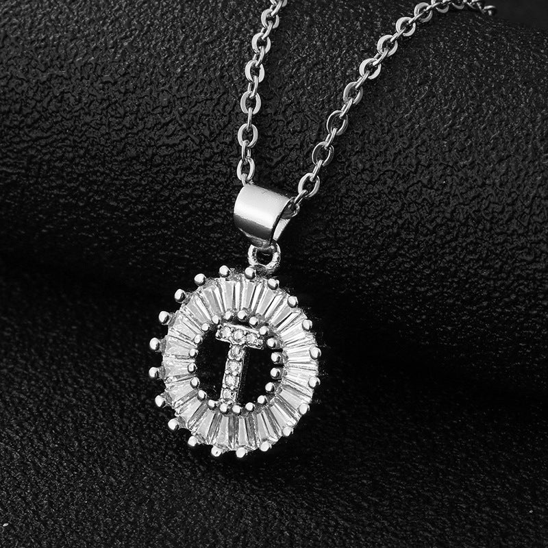 Xi Copper Inlaid Zircon Small Size Round Necklaces