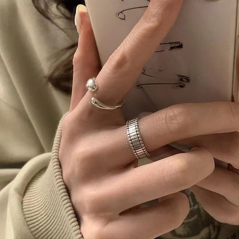 Sier Irregular Geometric Fashion Personalized Index Ring