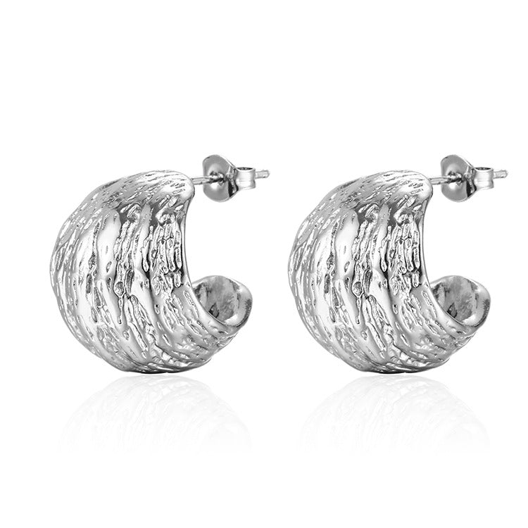 Women's Stainless Steel Light Luxury Plated Semicircle Earrings