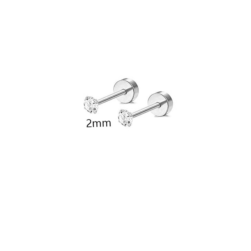 Stainless Steel Piercing Ear Zircon Bone Nose Earrings