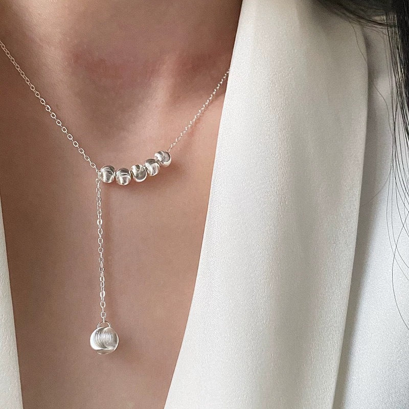 Cat's Eye Bead Tassel Design Light Luxury High-grade Necklace