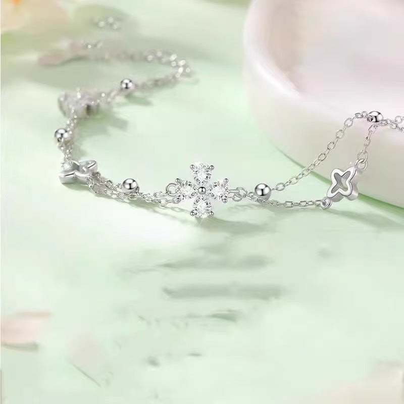 Clover Sterling Sier Female Gift For Bracelets