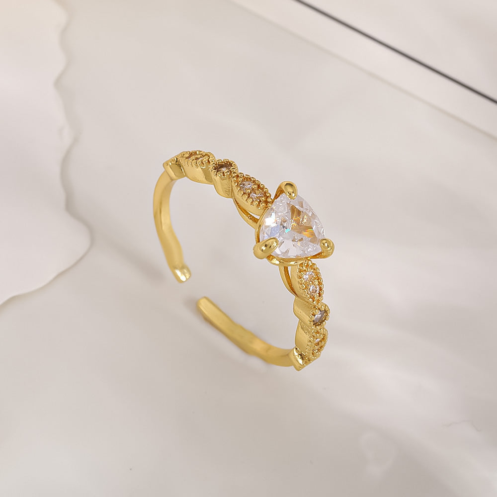 Women's Open-end Zircon Fashionable Classy Simple Cold Feeling Goddess Rings