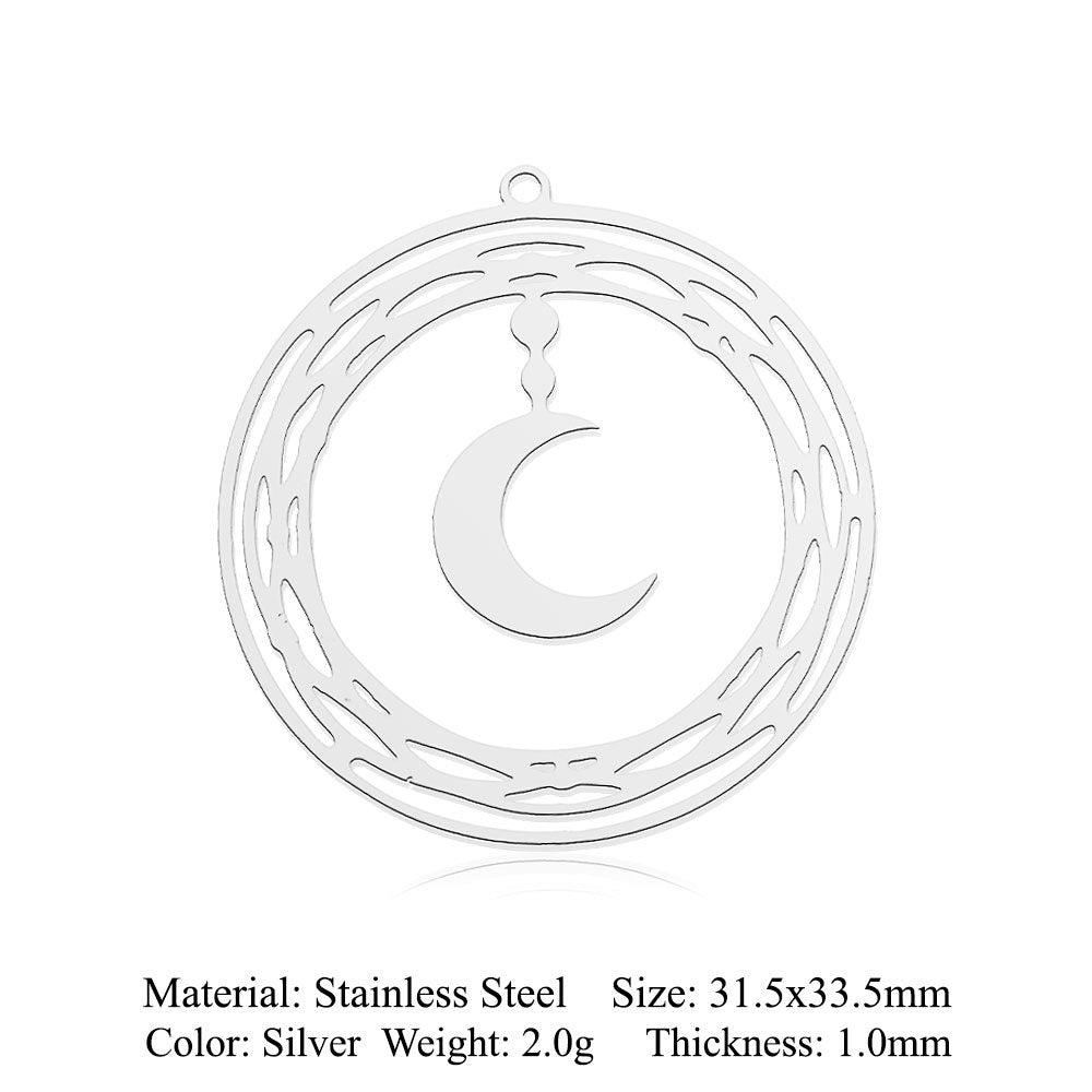 Sunrise Titanium Steel Flower Moon Ornament Pendants