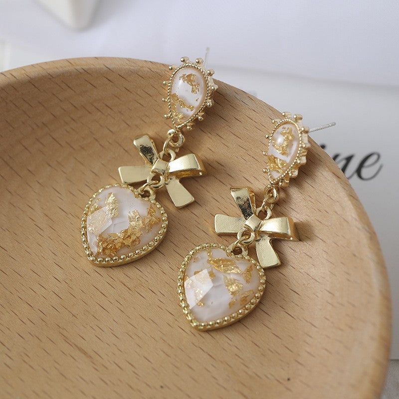 Needle Dream Resin Love Heart Water Drop Bow Ear Clip Stud Earrings