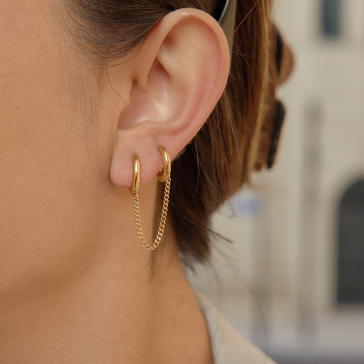 Double Tassel Stainless Steel Classic Simple Personality High Earrings