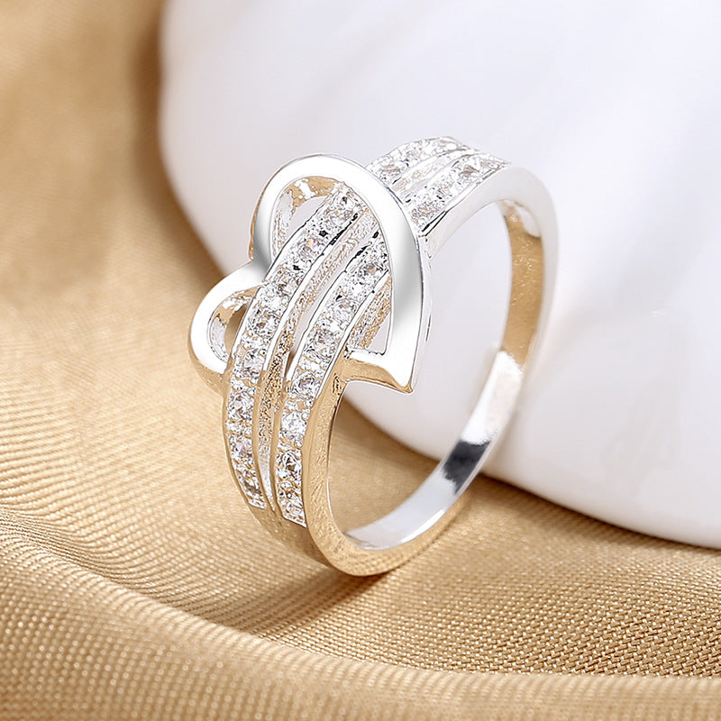 Women's Simple Exquisite Micro Inlaid Zircon Sier Rings