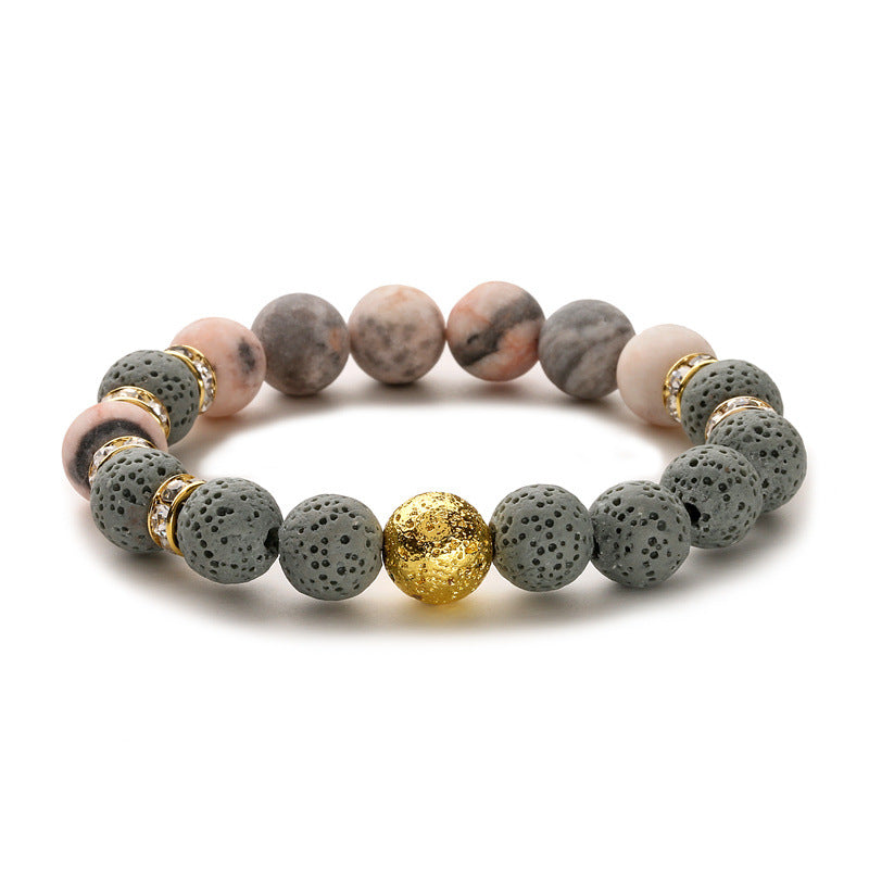 Natural Stone Essential Oil Pink Zebra Bracelets