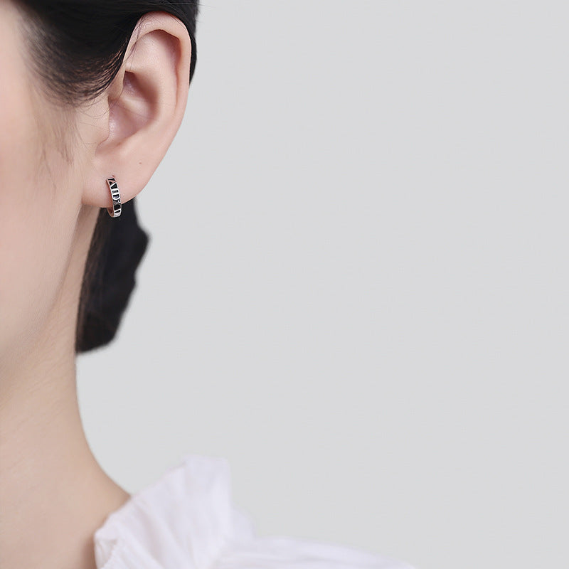 Women's & Men's Roman Time Medium Cold Style Niche Epoxy Ear Simple Earrings