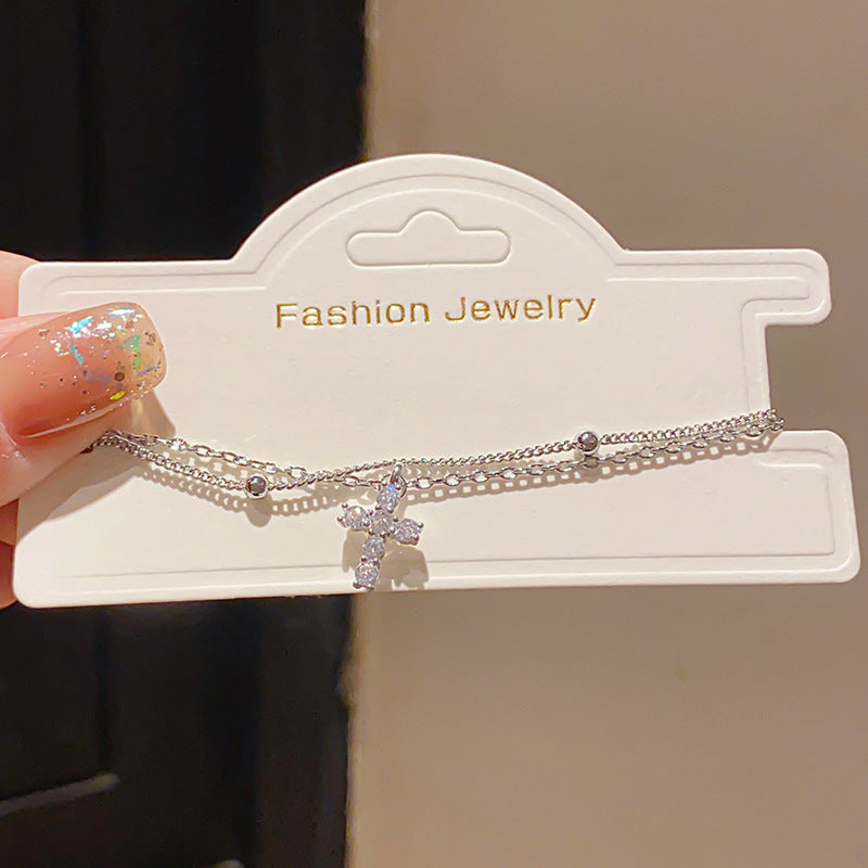 Electroplated Light Luxury Zircon Cross Retro Bracelet