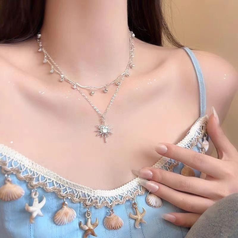 Women's Feeling Opal Sunflower High-grade Double Layer Necklace
