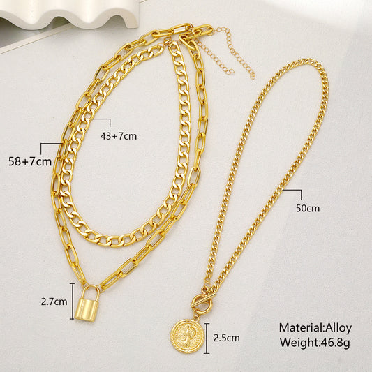 Women's Light Luxury Temperament Embossed Round Suits Necklaces