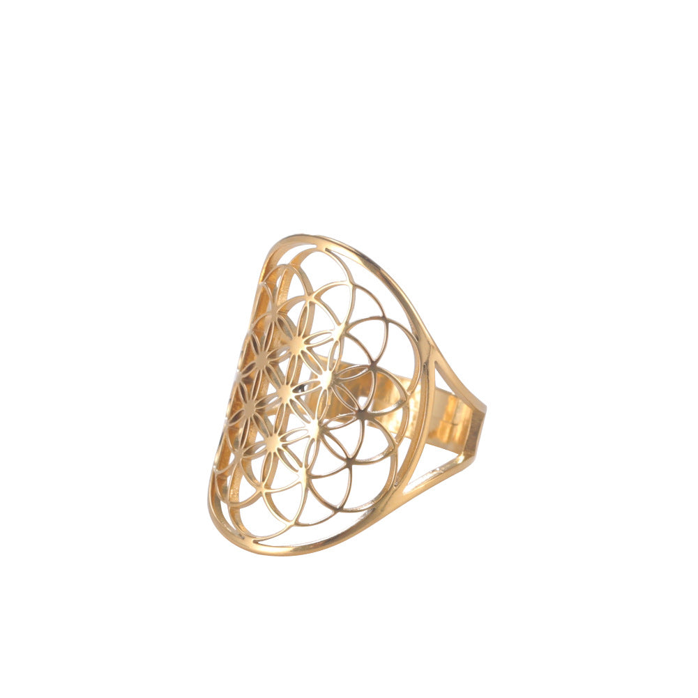 Women's Adjustable Stainless Steel Sacred Geometric For Charm Rings