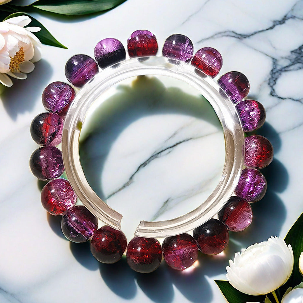 Purple Brushed Floral Beads Female Hand Toy Bracelet