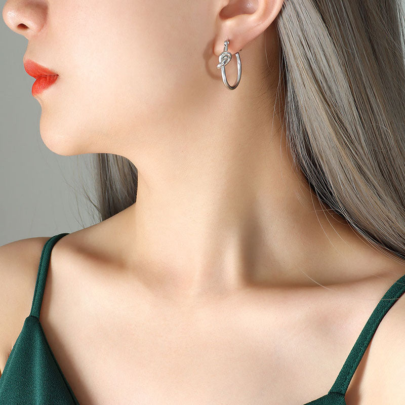 Women's Fashion Style Sexy Ear Slimming Hoop Titanium Steel Earrings