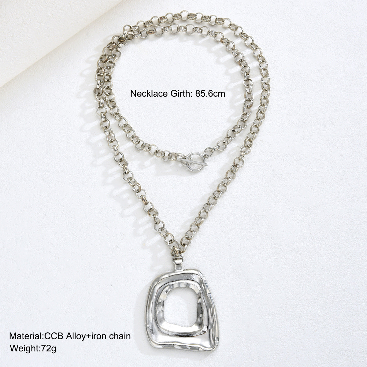 Design Irregular Geometric Exaggerated Single Bar Around Two Circles Necklace