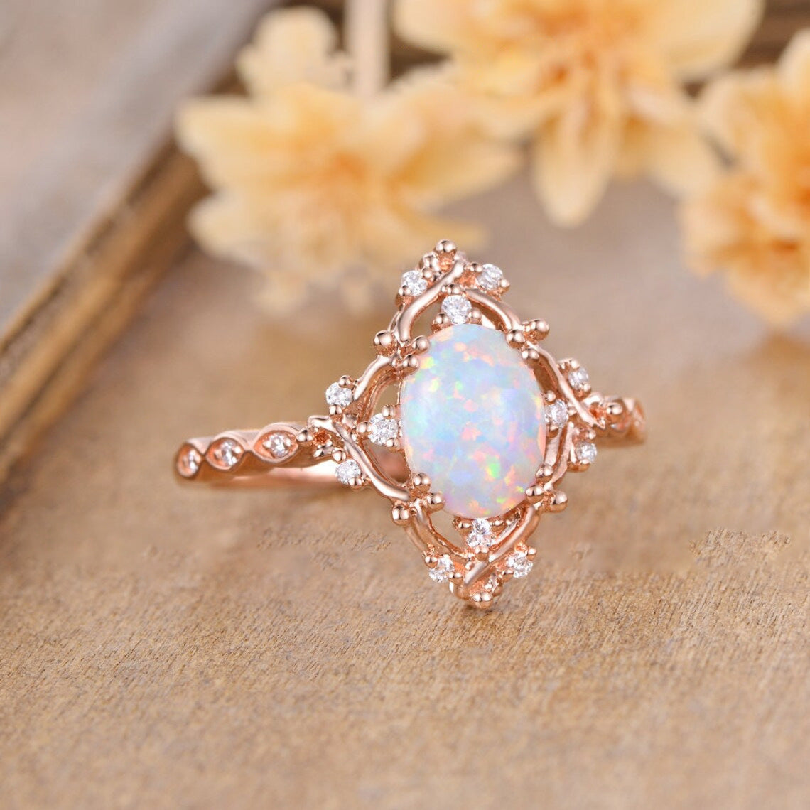 Women's White Opal Fashionable Simple Elegant Daily Versatile Ring