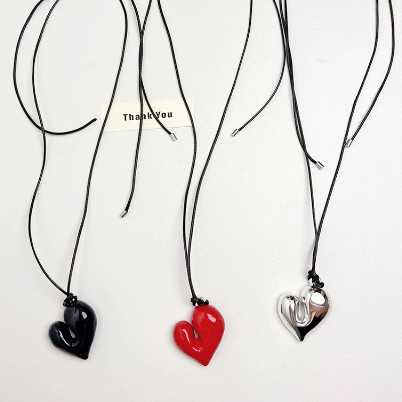 Heart Design Simple Large Black With Pendants