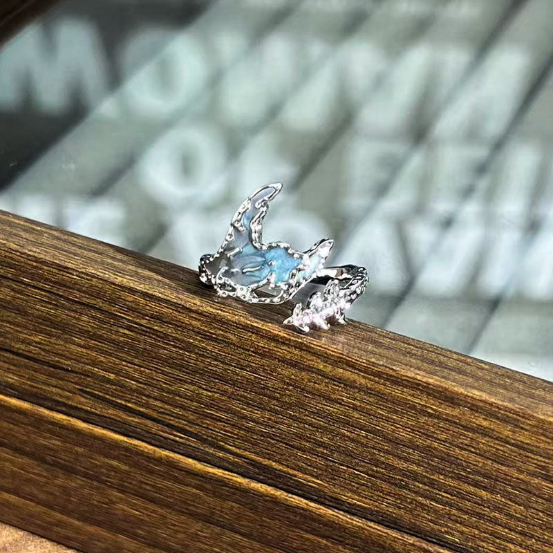 Hot Light Luxury Unique Design Blue Rings