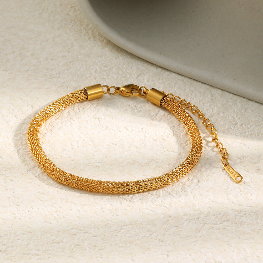 Niche Design Stainless Steel Gold-plated Simple Round Bracelet